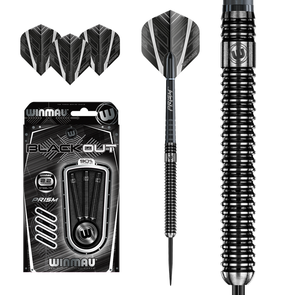 Šípky Winmau steel BLACKOUT 90% wolfram 23g 