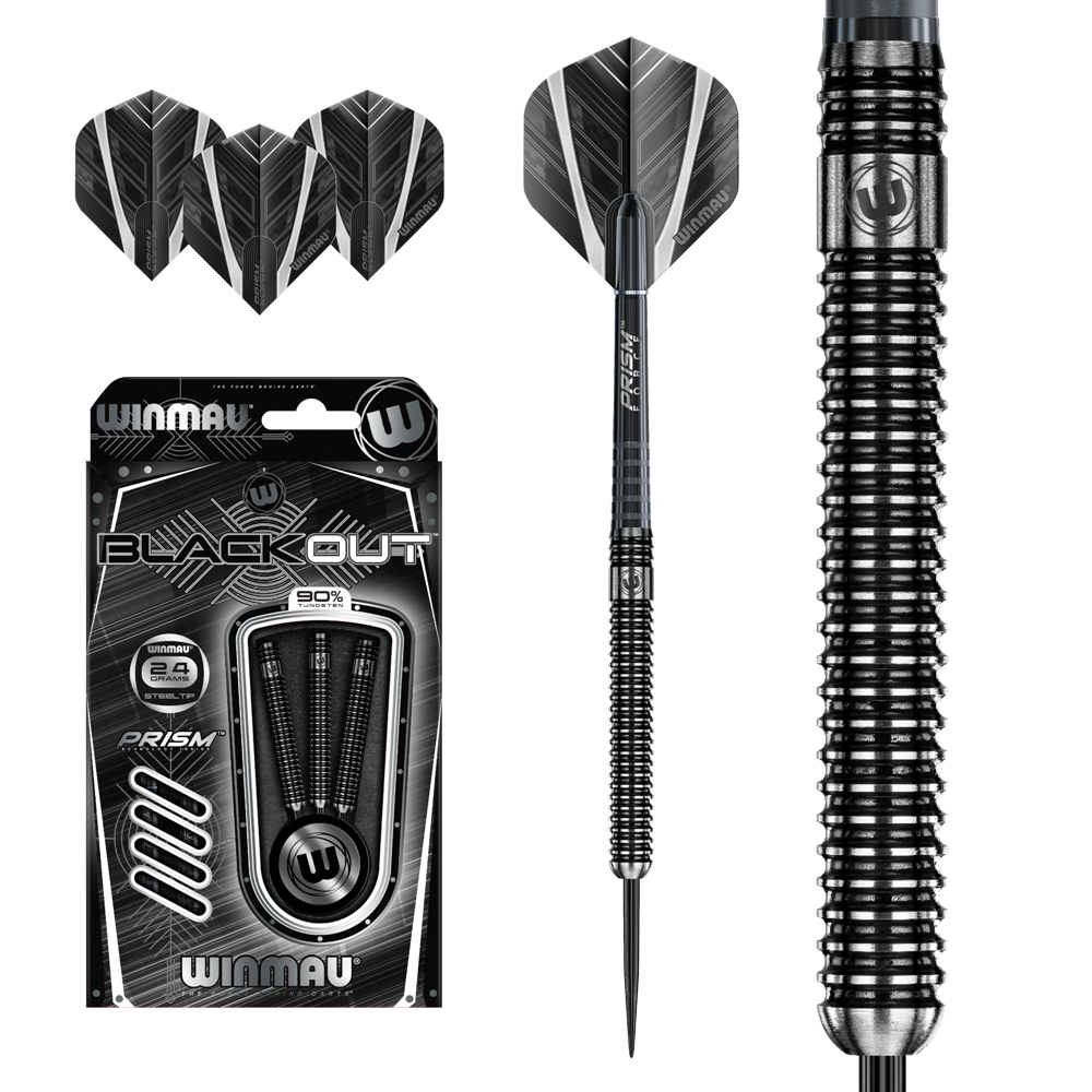 Šípky Winmau steel BLACKOUT 90% wolfram 24g 