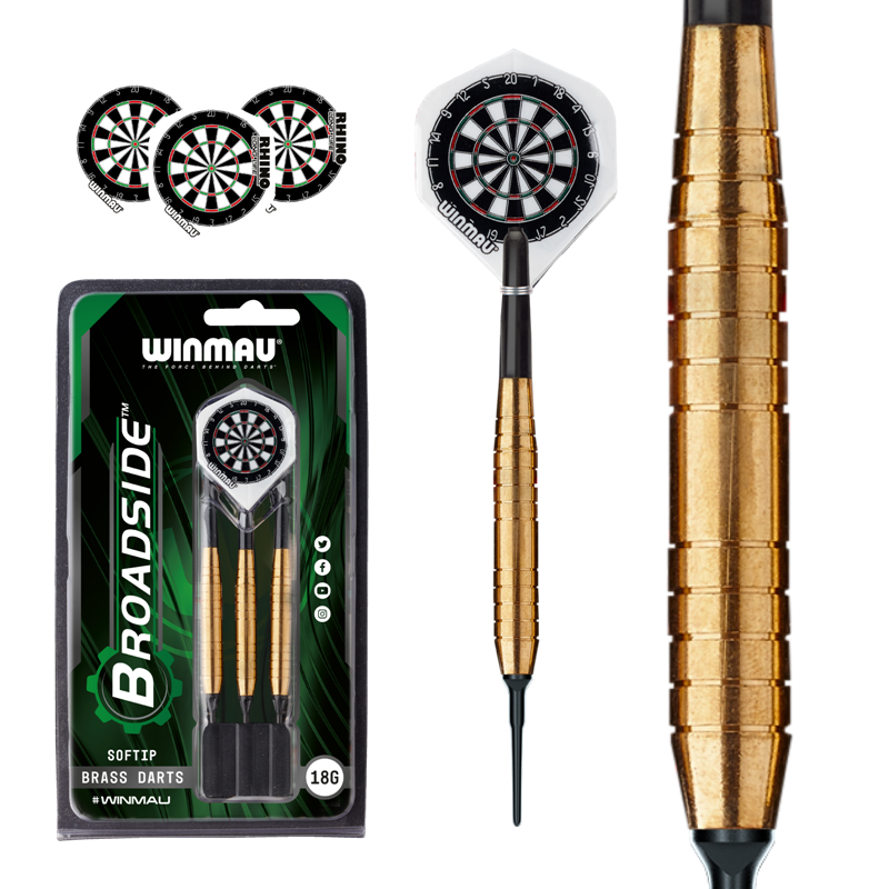 Šípkový set soft Winmau Broadside Classic Brass 18g
