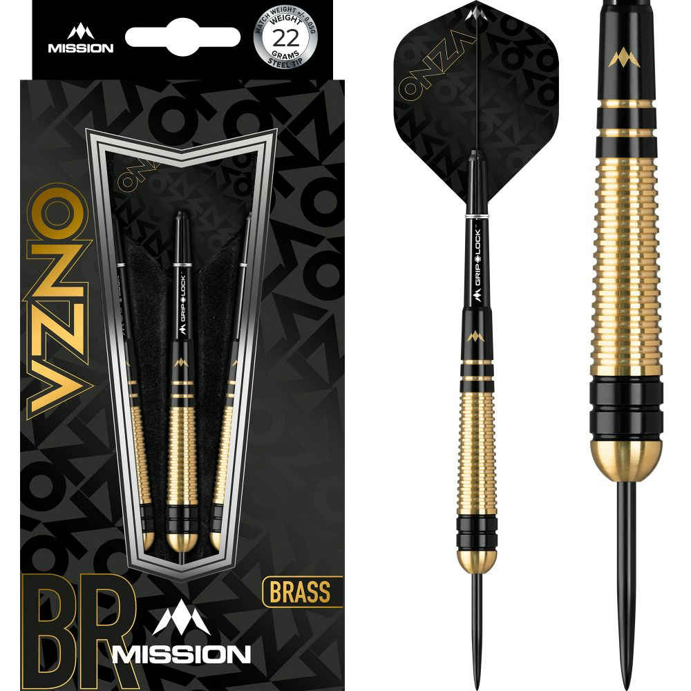 Šípky Mission steel Onza M2, 22g brass