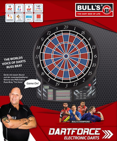 Elektronický terč na šípky Bull's Dartforce, hlas: Russ Bray "The Voice"