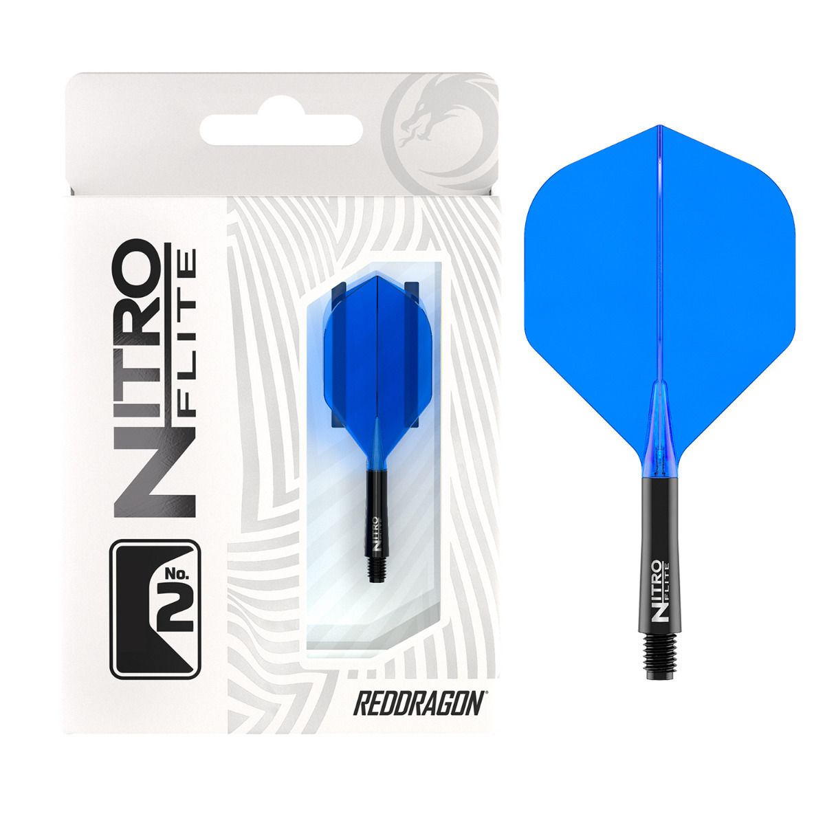 Red Dragon Nitro Flite čierno-modré integrované standard letky a stredné násadky na šípky 