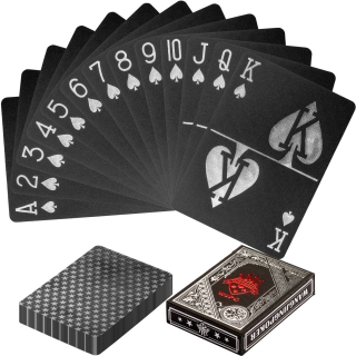 Plastové pokrové karty čierne/strieborné Poker Deck 