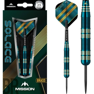 Šípky Mission steel Solace M2, 23g brass, modrozelené