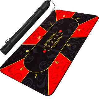 Poker podložka čierno-červená 160x80cm rolovacia v obale