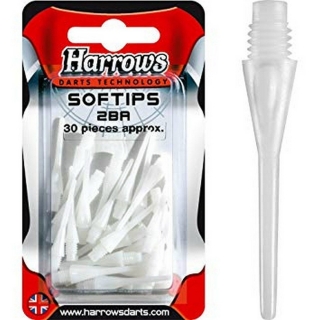 Hroty na šípky soft Harrows Dimple biele 30 ks/bal 26mm
